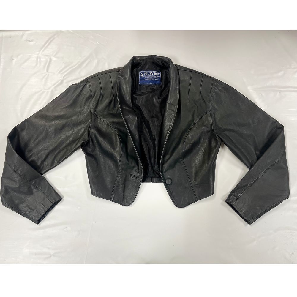 VTG Playboy Cropped Leather Jacket Custom Tailor Song Tan SI‎ Korea